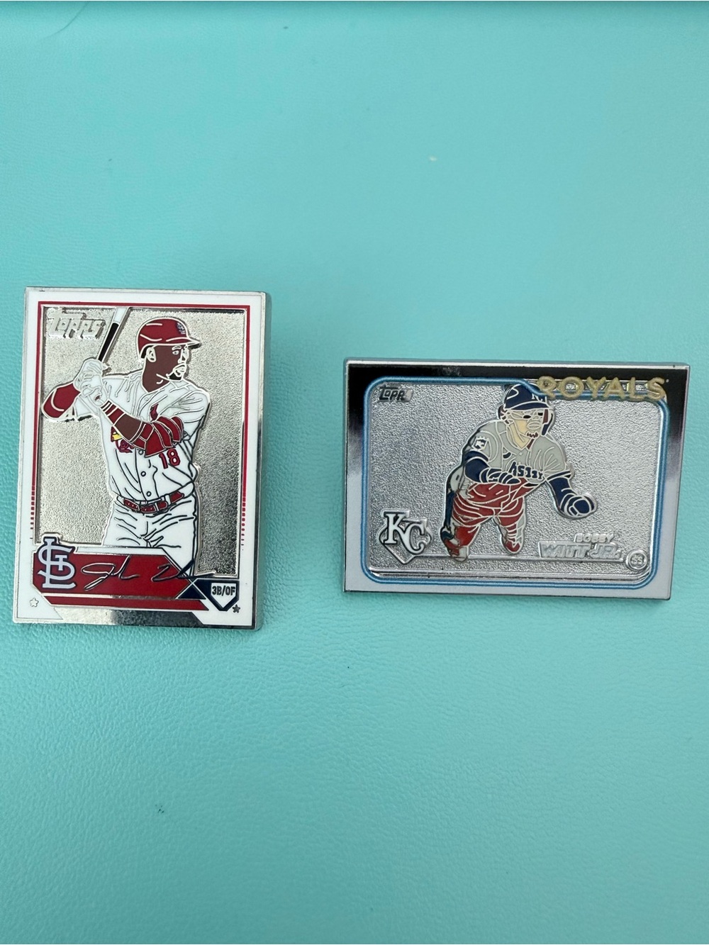 Two Topps Trading Card Pins
